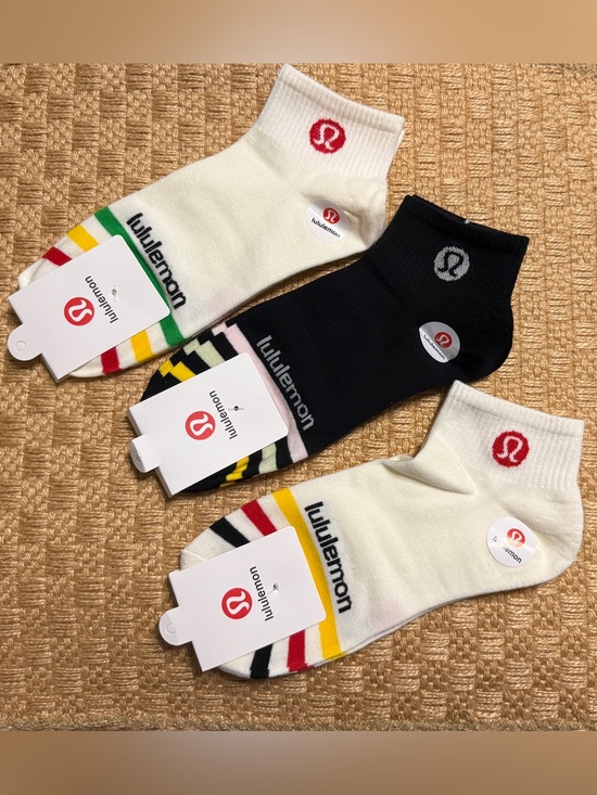 lululemon athletica Accessories - Lululemon Ankle Socks (3-Pack) White and Black Striped One Size Fits All NWT
